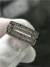 LIV 14k White Gold Genuine Diamonds Pave Design Wide Zig Zag Band Ring Sz 6 G/VS1