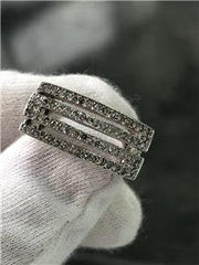 LIV 14k White Gold Genuine Diamonds Pave Design Wide Zig Zag Band Ring Sz 6 G/VS1
