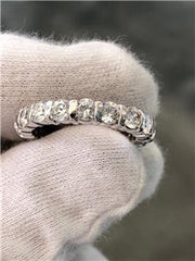 LIV 14k White Gold Simulated Diamonds Round Cut Tension Set Eternity Band Ring