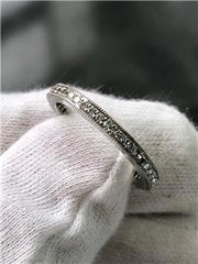 LIV 14k White Gold Genuine Diamonds Pave Eternity 2mm Design Band Ring Sz 7 G/VS1
