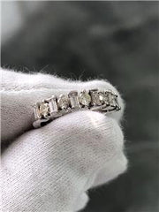 LIV 14k White Gold Genuine Diamonds Baguette & Round Design Band Ring Sz 6.5 G/VS1