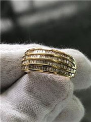 LIV 14k Yellow Gold Genuine White Diamonds Baguette Cut Wide Band Ring 1.52ct G/VS1