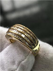 LIV 14k Yellow Gold Genuine White Diamonds Baguette Cut Wide Band Ring 1.52ct G/VS1