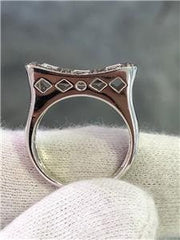 LIV 14k White Gold Genuine Champagne & White Diamonds Pave Halo Band Ring