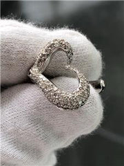 LIV 14k White Gold Genuine Diamonds Pave Open Heart Halo Band Ring G/VS1 Gift