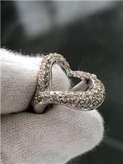 LIV 14k White Gold Genuine Diamonds Pave Open Heart Halo Band Ring G/VS1 Gift