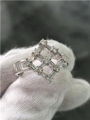 LIV 14k White Gold Genuine Diamonds Baguette Abstract Halo Band Ring G/VS1