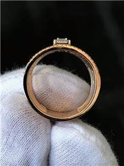 LIV 14k Rose Gold & Diamonds 1.04ct G/VS1 5 Row Wide Emerald Halo Band Ring