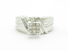 LIV 14k White Gold & Diamonds Princess Cut Solitaire Design Engagement Band Ring