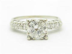 LIV 14k White Gold & Round Diamond Vintage Estate Engagement 1.00 ct tw Ring Gift