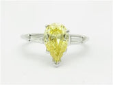LIV 14k White Gold & Diamonds Yellow Sapphire Pear Shape Engagement Design Ring
