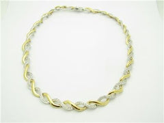 LIV 18k Two Tone Gold Pave Diamonds Twist Design 4.75ct H/VS1 Hand Made Necklace