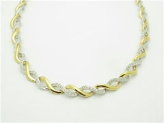 LIV 18k Two Tone Gold Pave Diamonds Twist Design 4.75ct H/VS1 Hand Made Necklace