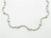 LIV 14k White Gold & Diamonds Pave Set Wave Halo Design Tennis Bridal Necklace Gift