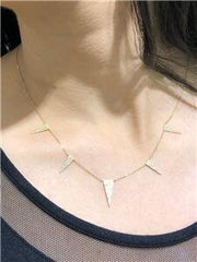 LIV 14k Yellow Gold Micro Pave Genuine Diamonds Spike Design Choker Necklace 16" L