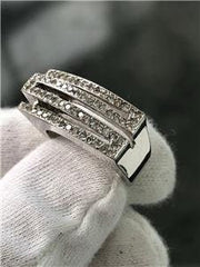 LIV 14k White Gold Genuine Diamonds Pave Design Wide Zig Zag Band Ring Sz 6 G/VS1