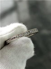 LIV 14k White Gold Genuine Diamonds Pave Eternity 2mm Design Band Ring Sz 7 G/VS1