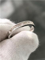 LIV 14k White Gold Genuine Diamonds Princess Cut Design Band Ring Size 7 G/VS1