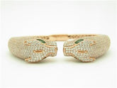 LIV 18k Rose Gold Sterling Silver Pave White Sapphire Panther Cuff Bangle Bracelet