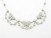 LIV 14k White Gold & Diamonds Pave Set Butterfly Design Unique Tennis Necklace Gift
