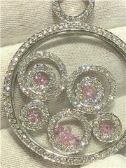 LIV 14k White Gold & Diamonds 4.28ct Custom Made Floating Halo Design Round Pendant