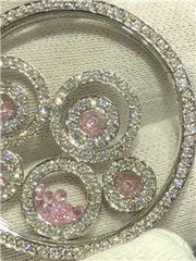 LIV 14k White Gold & Diamonds 4.28ct Custom Made Floating Halo Design Round Pendant