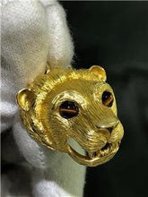 LIV 18k Yellow Gold & Tiger Eye Hand Made Lion Head Design Solid Charm Pendant 21.1g