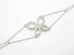 LIV Platinum Sterling Silver Diamond Set White Sapphire Butterfly Bracelet New Gift