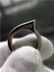 LIV 14k White Gold Genuine Diamond Princess Cut 3 Row Design Wide Band Ring Size 7