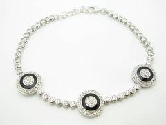 LIV Platinum Sterling Silver White Sapphire Evil Eye Kabbalah Tennis Bracelet Gift