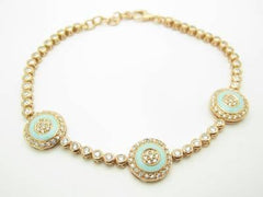 LIV 18kt Rose Gold Sterling Silver White Sapphire Evil Eye Kabbalah Tennis Bracelet