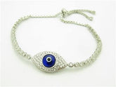 LIV Platinum Sterling Silver Pave White Sapphire Evil Eye Bracelet Gift