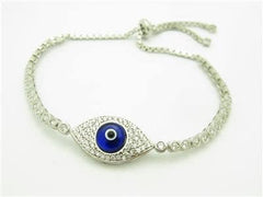 LIV Platinum Sterling Silver Pave White Sapphire Evil Eye Bracelet Gift