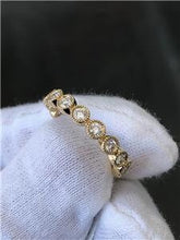LIV 14k Yellow Gold & G/VVS Diamonds Millgrain Edge Bezel Halo Eternity Band Ring All Sizes Available