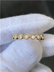 LIV 14k Yellow Gold & G/VVS Diamonds Millgrain Edge Bezel Halo Eternity Band Ring All Sizes Available