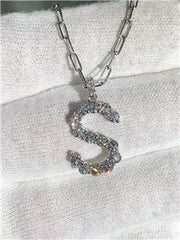 LIV 14k White Gold Genuine Diamonds 1.40ct tw G/VS1 Initial S Paper Link Necklace