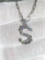 LIV 14k White Gold Genuine Diamonds 1.40ct tw G/VS1 Initial S Paper Link Necklace