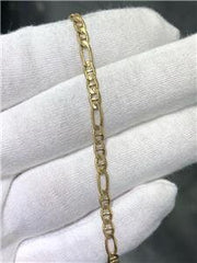 LIV 14k Yellow Gold Diamond Cut Figarucci Design Link Bracelet 4.3 Grams 3.88mm 7"L