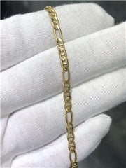 LIV 14k Yellow Gold Diamond Cut Figarucci Design Link Bracelet 4.3 Grams 3.88mm 7"L