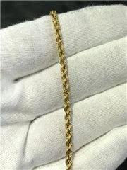 LIV 14k Yellow Gold Diamond Cut Rope Chain Design Bracelet 2.1 Grams 3.13mm Wide 7"L