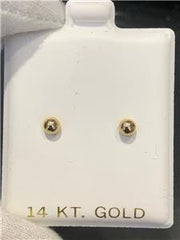 LIV 14k Yellow Gold 3mm Round Small Ball Stud Earrings Butterfly Backs