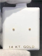 LIV 14k Yellow Gold 2mm Round Small Ball Stud Earrings Children Size Butterfly Backs