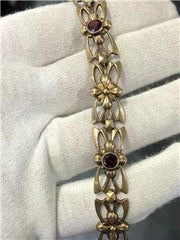 LIV Sterling Silver Hand Made Red Garnet Design Tennis Bracelet 16.3 Gr 7.5"