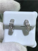 LIV 14k White Gold & Genuine Diamonds G/VS1 0.62ct Pave Wide Huggie Hoop Earrings