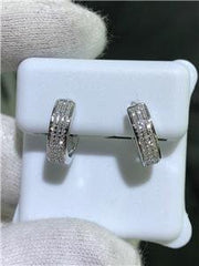 LIV 14k White Gold & Genuine Diamonds G/VS1 0.62ct Pave Wide Huggie Hoop Earrings