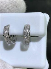 LIV 14k White Gold & Genuine Diamonds G/VS1 0.62ct Pave Wide Huggie Hoop Earrings