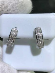 LIV 14k White Gold & Genuine Diamonds G/VS1 0.62ct Pave Wide Huggie Hoop Earrings