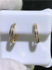LIV 14k Yellow Gold & Genuine Diamonds G/VS1 0.25ct Pave Wide Huggie Hoop Earrings