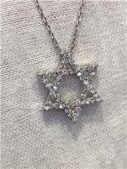 LIV 14k White Gold & Diamonds G/VVS 0.50ct Star of David Star Custom Necklace 16" L