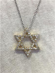 LIV 14k Yellow Gold & Diamonds G/VVS 0.50ct Star of David Star Custom Necklace 16" L